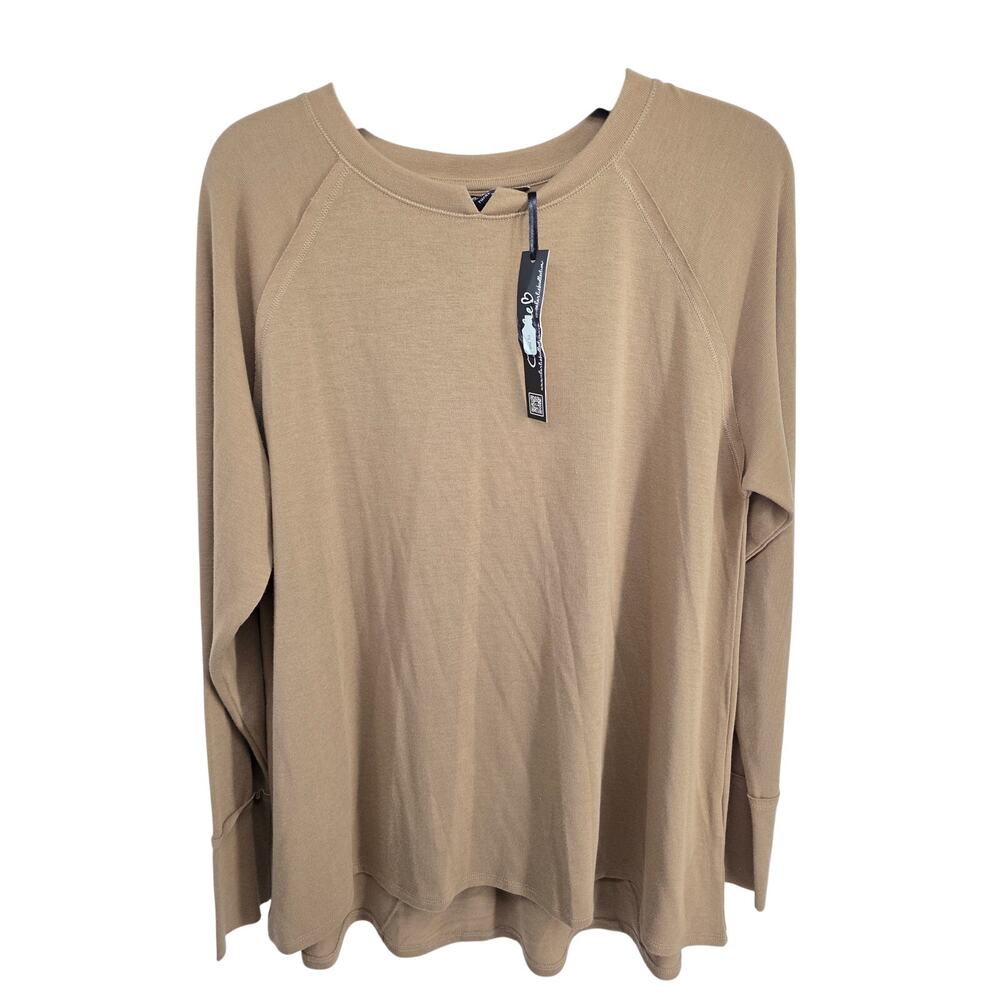 Charlie B NEW Truffle Brown Lightweight Notch Collar Top Size XL